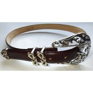 Barse Santa Rosa brown genuine English leather belt sz S western cowgirl silver